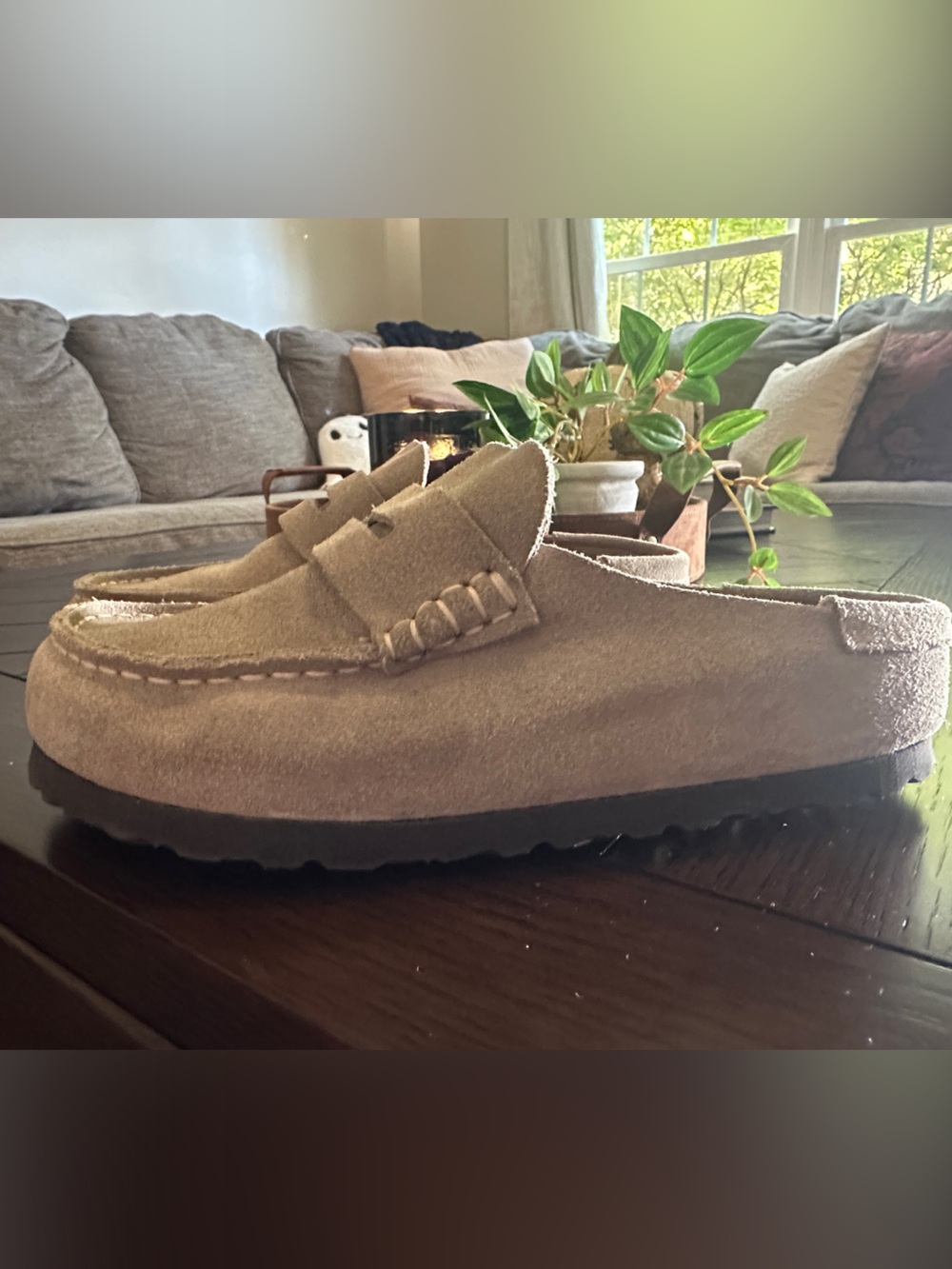 Birkenstock Suede Penny Mule - Taupe